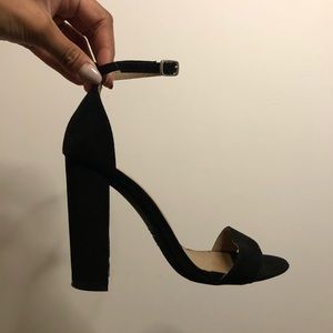 Black Suede Chunk Heels